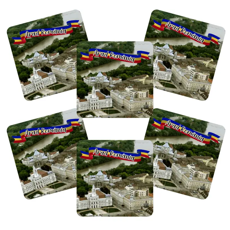 Arad romania, set 6 suporti coster din lemn, model b